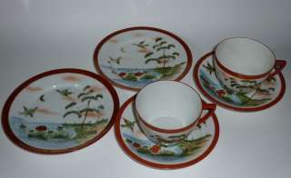Antique Japanese 2 Tea cup sets+2 dessert plates Kutani ?  