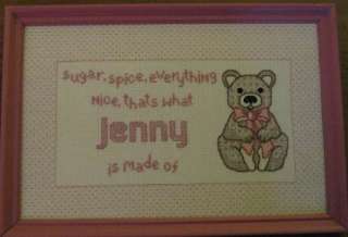 Completed Finished Counted cross stitch 1 JENNY bear E  