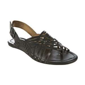   Vincent black leather Hawk crisscross flat sandals 