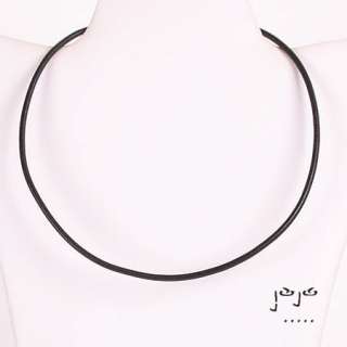 Thick Black Leather Necklace with Plug Closure