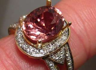 Superb 3.6ct VVS Pink TOURMALINE Diamond Ring 14k Gold  