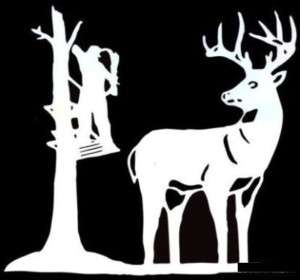LVE Decals Decal Tree Stand Buck Bow Hunting White  