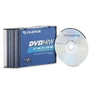  Fuji DVD RW Discs 4.7GB 2x With Jewel Cases Silver 5/Pack 