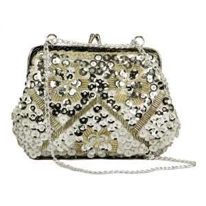  6 Diva Fashion Purse Silver Evening Bag with Sequins 