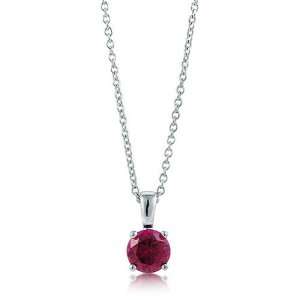  Sterling Silver 925 Ruby CZ Solitaire Pendant Necklace 5,6 