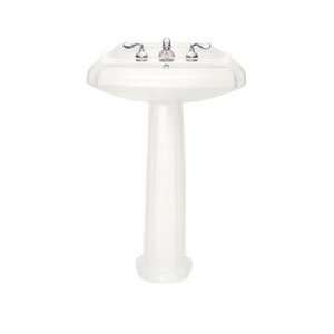   Pedestal Sink Top and Leg with 8 Centerset Holes and Sink White