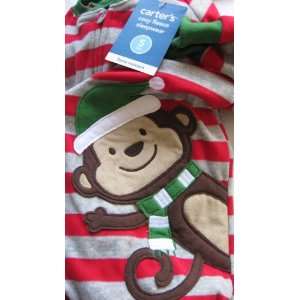    Carters Christmas Monkey Cozy Fleece Sleepwear   Size 5 Kids Baby