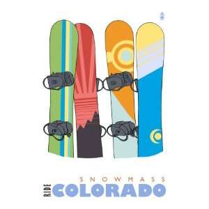  Snowmass, Colorado, Snowboards in the Snow Premium Poster 