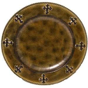  4 Pc 14 Round Rustic Cross Western Charger Plates 