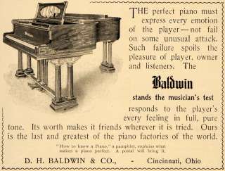 1899 Ad D. H. Baldwin Piano Organ Antique Cincinnati  