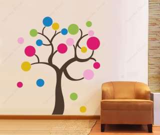 Colorful Circle Tree 84 in   vinyl art wall decals  