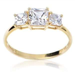   10k Yellow Gold and Square Cut Cubic Zirconia Trio Ring 8.0 Jewelry
