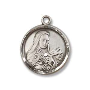 Sterling Silver St. Theresa Medal the Little Flower with 18 Sterling 