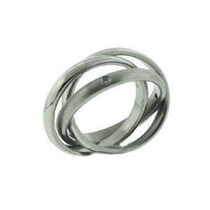  Stainless Steel and Crystal Rolling Ring, Size 6 Jewelry