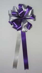 10 Purple Silver Wedding Pew Bows Decorations Party New  