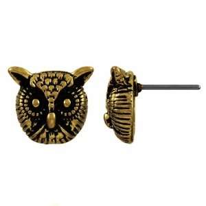  Henrys Owl Stud Earrings   Gold Tone Jewelry