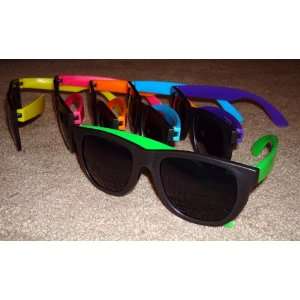  6 Neon Sunglasses 80s Glasses Blue Purple Pink Yellow 