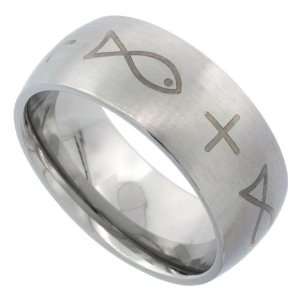  Surgical Steel Domed 9mm Wedding Band Ring Laser Etched 