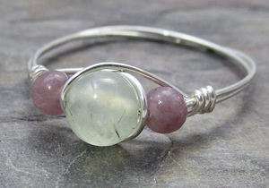   & Lepidolite Sterling Silver Wire Wrapped Bead Ring ANY size  