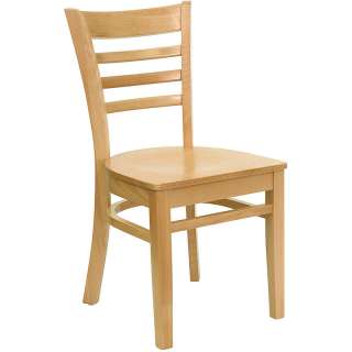 10 Wood Frame Natural Finish Ladder Back Restaurant Chairs w/ Matching 