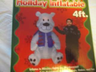   HOLIDAY 4FT. INFLATABLE BEAR LIGHTS UP YARD DECORATION BLOW UP  