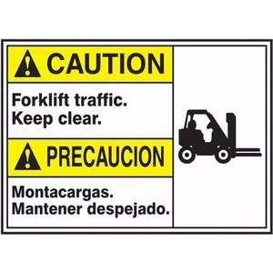 CAUTION CAUTION FORKLIFT TRAFFIC KEEP CLEAR (BILINGUAL SPANISH) Sign 