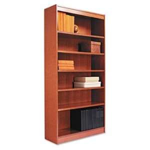  New   Square Corner Wood Veneer Bookcase, 6 Shelf, 35 3/8 