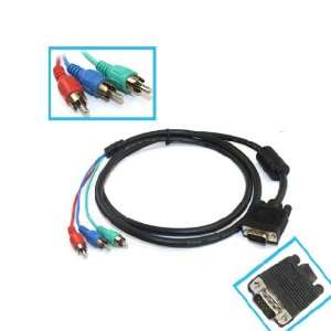    For PC VGA to TV 3 RCA Component AV adapter Cable 3 Ft Electronics