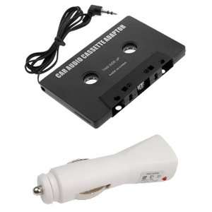  GTMax Car Audio Tape Cassette Adapter (Black) and USB Car 