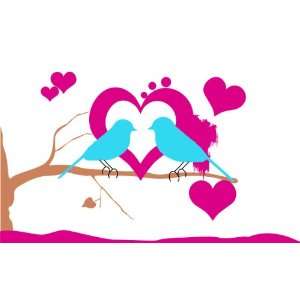  Removable Wall Decals  Deco birds with hearts on branch 