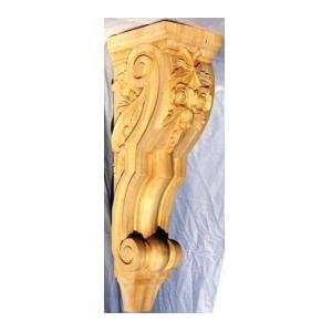  34H X 9W X 10 5/8D, Hand Carved Hard Wood Rose Corbel 